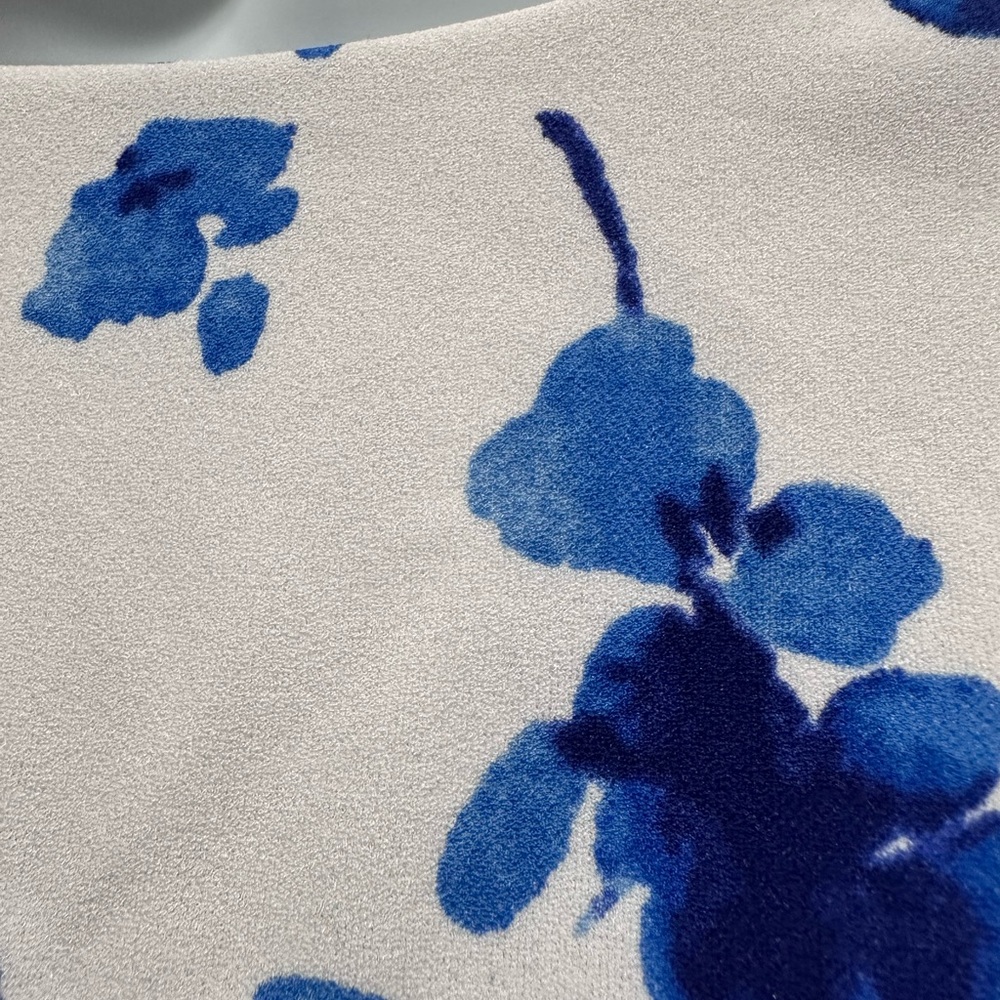 Ralph Lauren White Midi Dress with Blue Floral Print and Lace Trim - Picture 5 of 6